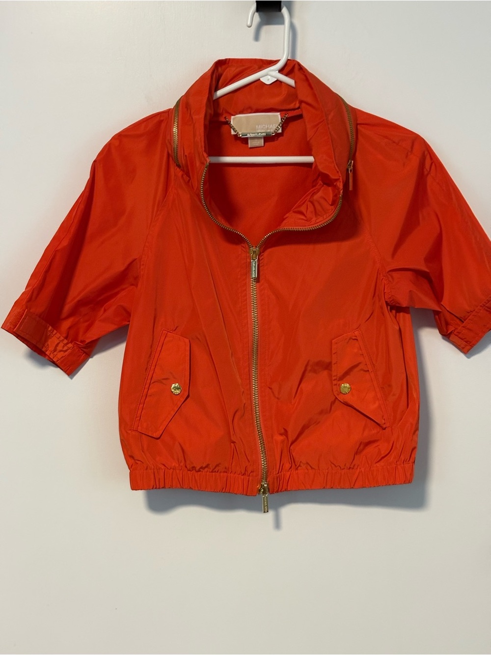 Michael Kors Bright Orange Zip-Front Jacket